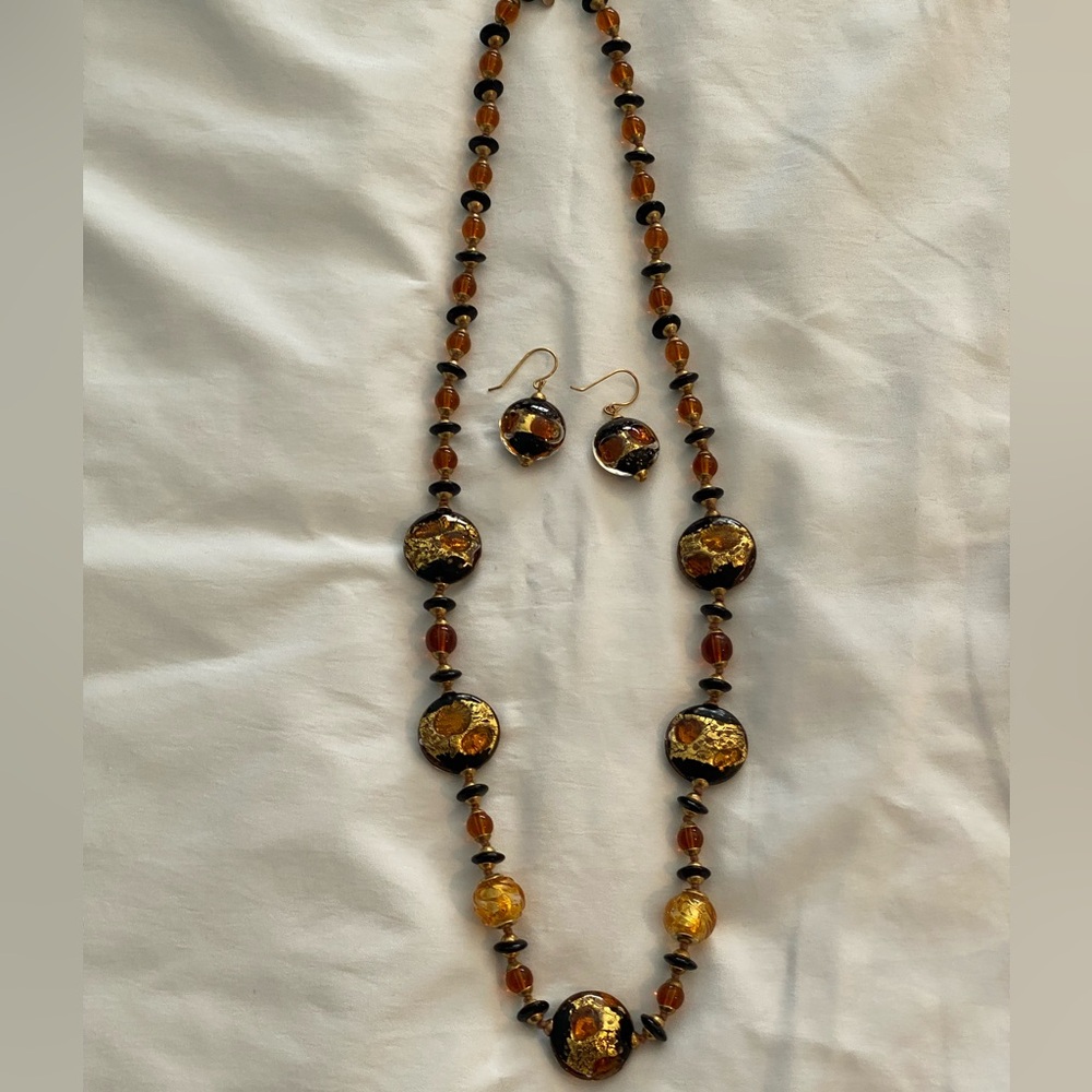 Murano style Necklace and Earring Set. Price Drop